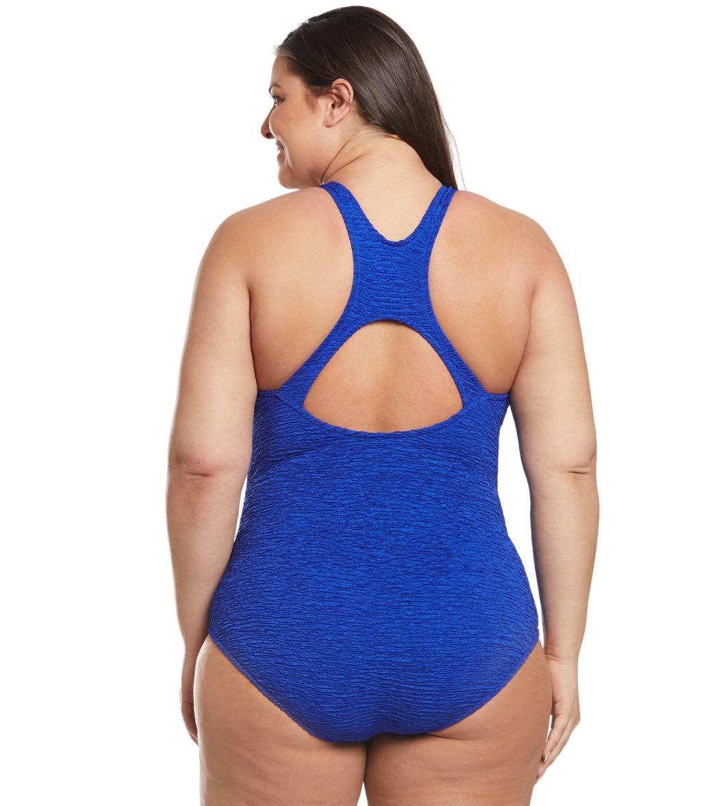 Penbrooke Krinkle Plus Size Chlorine Resistant One Piece Active Back Swimsuit