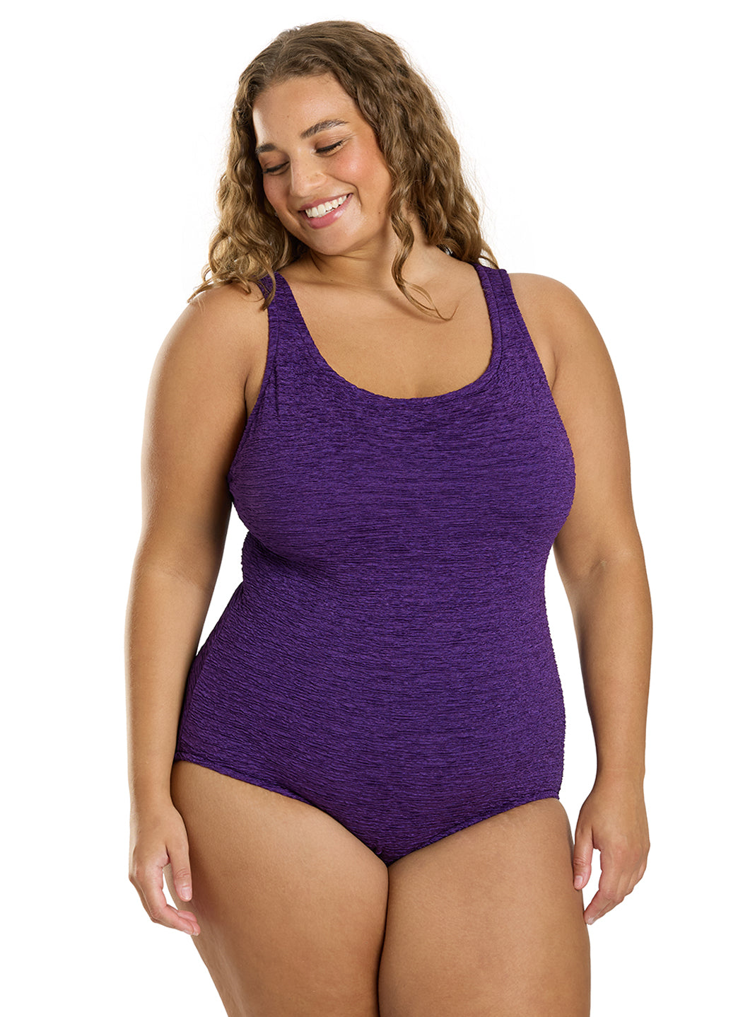 Women's Krinkle By Penbrooke Plus Size Chlorine Resistant One Piece Cross Back Swimsuit