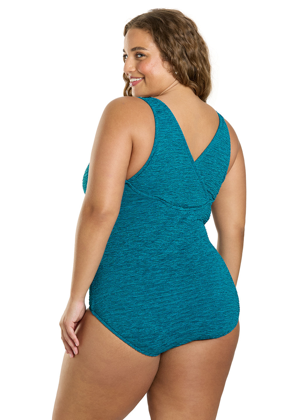 Women's Krinkle By Penbrooke Plus Size Chlorine Resistant One Piece Cross Back Swimsuit
