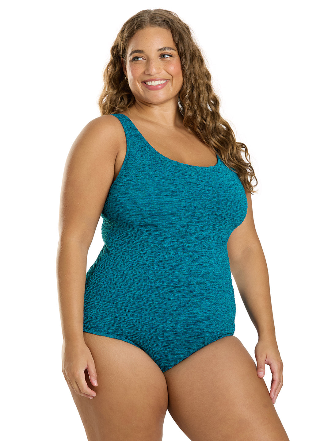 Women's Krinkle By Penbrooke Plus Size Chlorine Resistant One Piece Cross Back Swimsuit