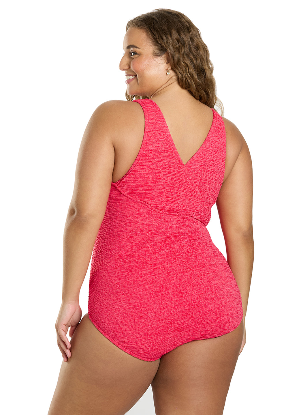 Women's Krinkle By Penbrooke Plus Size Chlorine Resistant One Piece Cross Back Swimsuit