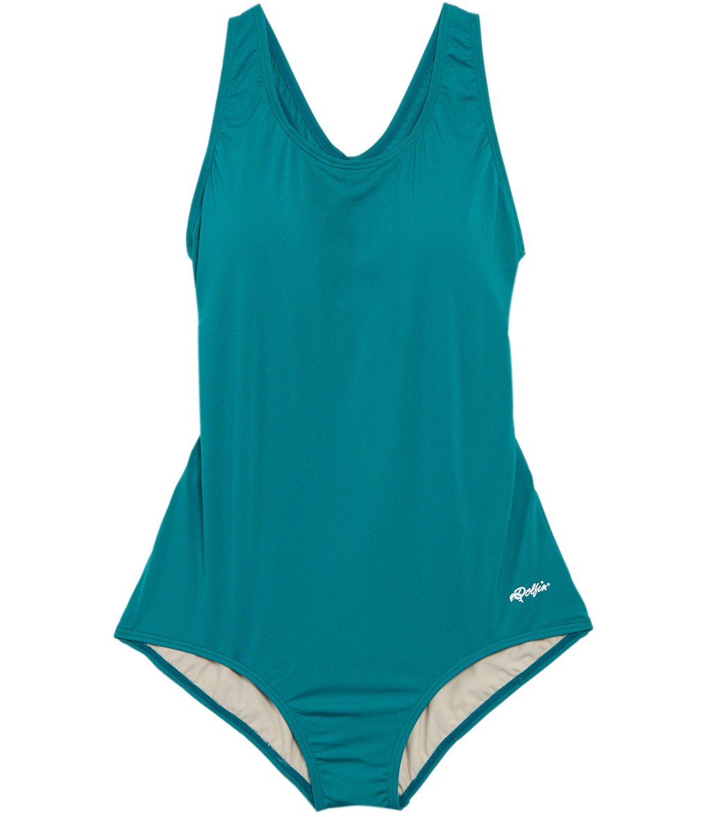Dolfin Women's AquaShape Conservative Lap Suit Solid Polyester One Piece Swimsuit