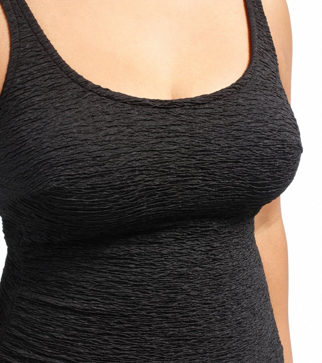 Women's Krinkle By Penbrooke Plus Size Chlorine Resistant One Piece Scoop Neck Sheath Swimsuit