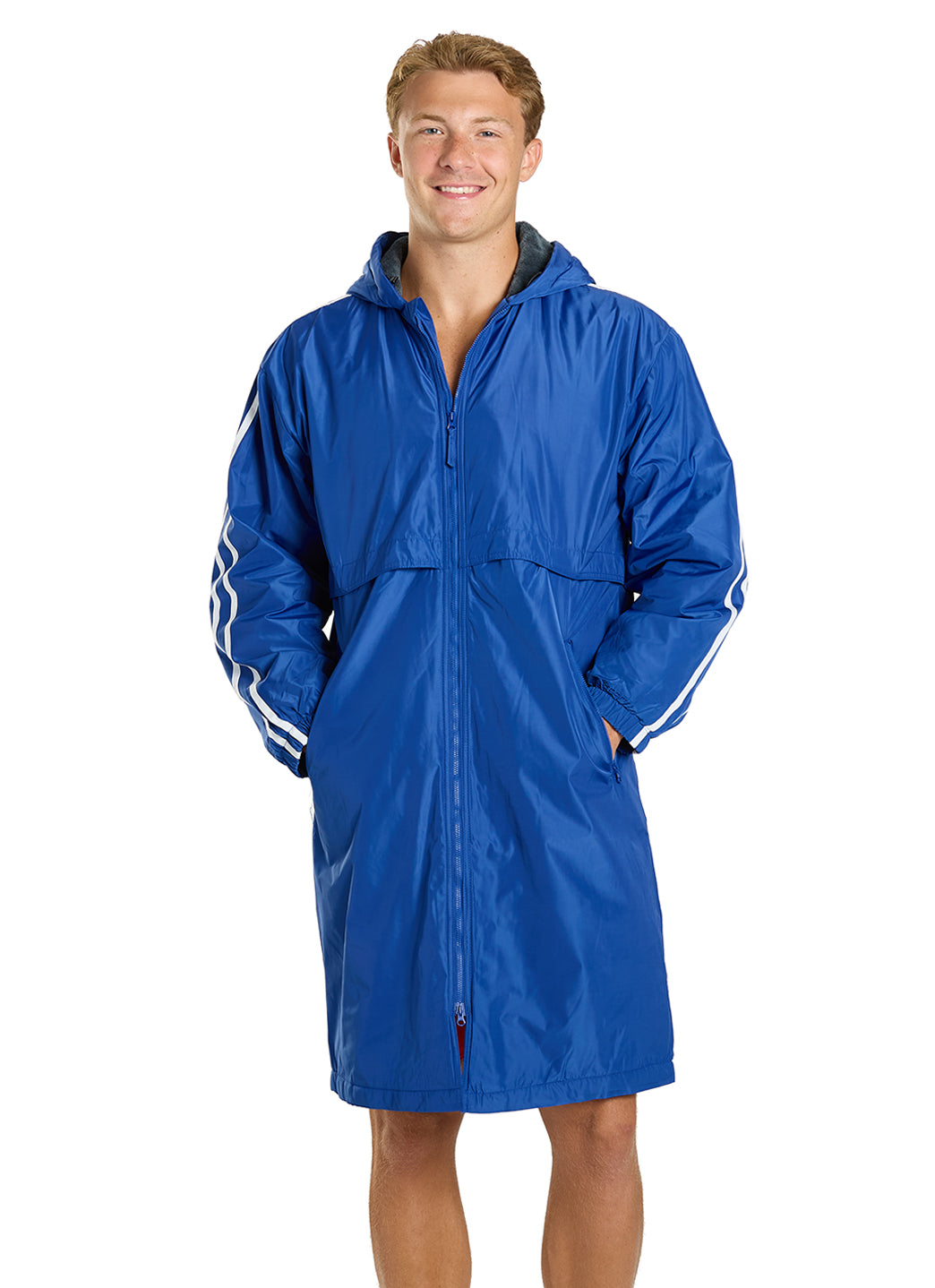Sporti Striped Comfort Fleece-Lined Swim Parka