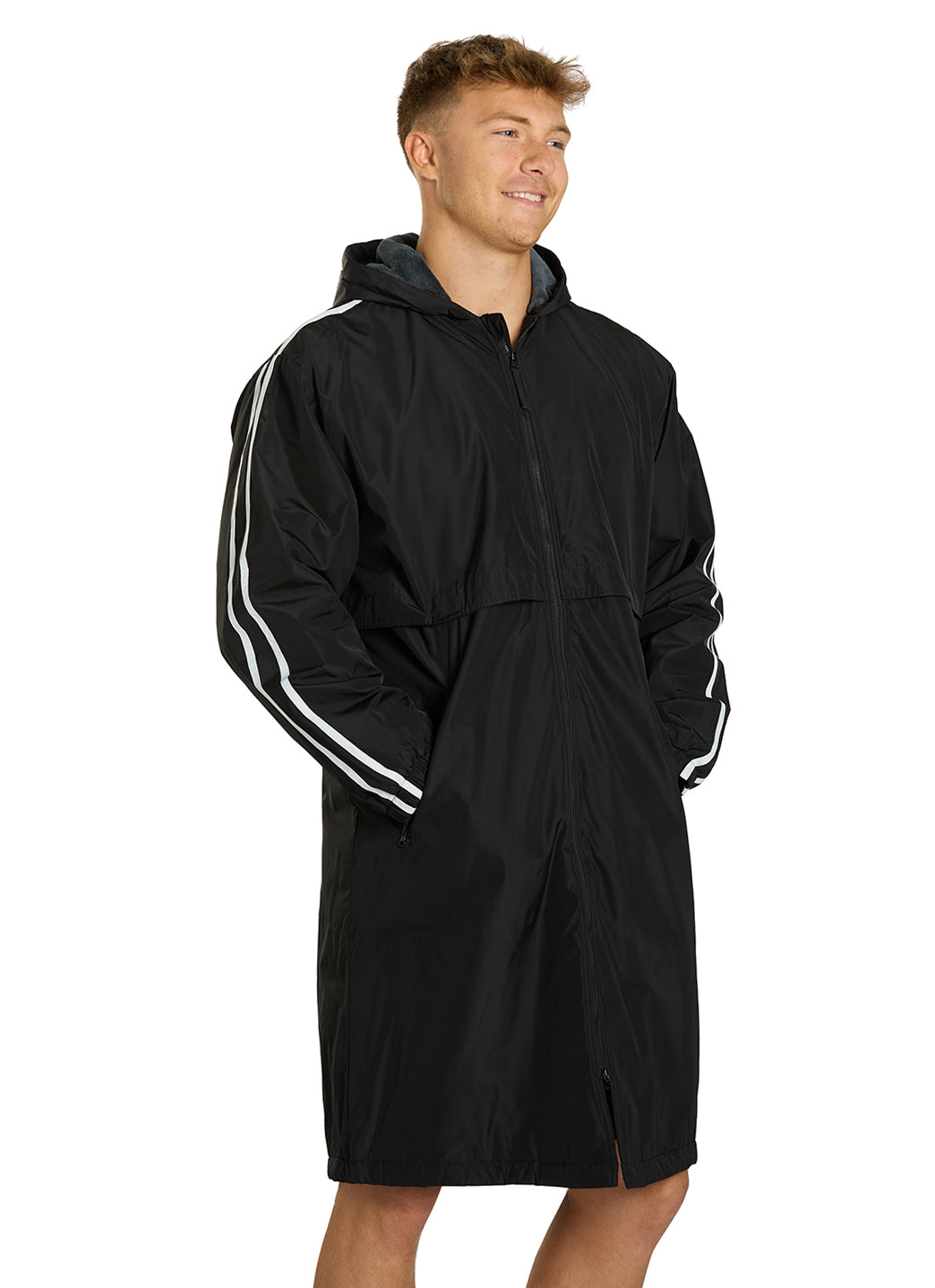 Sporti Striped Comfort Fleece-Lined Swim Parka