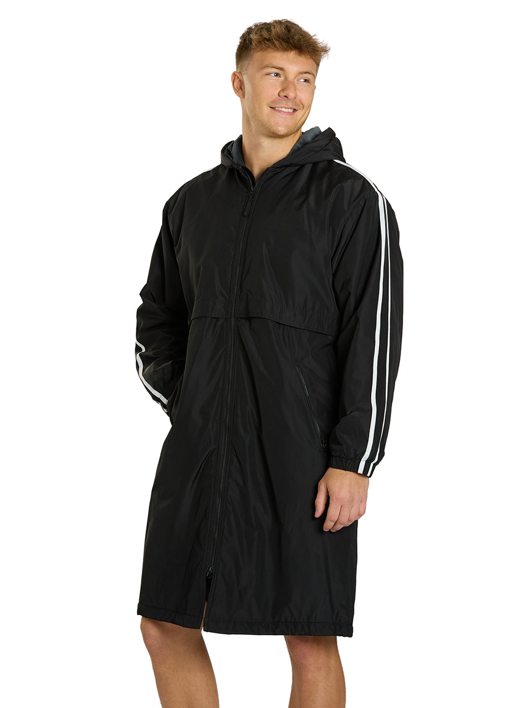 Sporti Striped Comfort Fleece-Lined Swim Parka