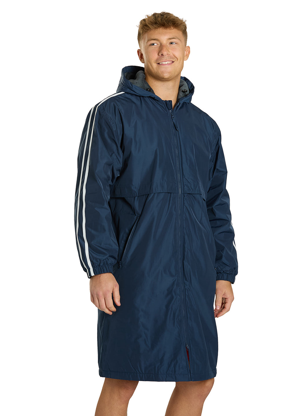 Sporti Striped Comfort Fleece-Lined Swim Parka