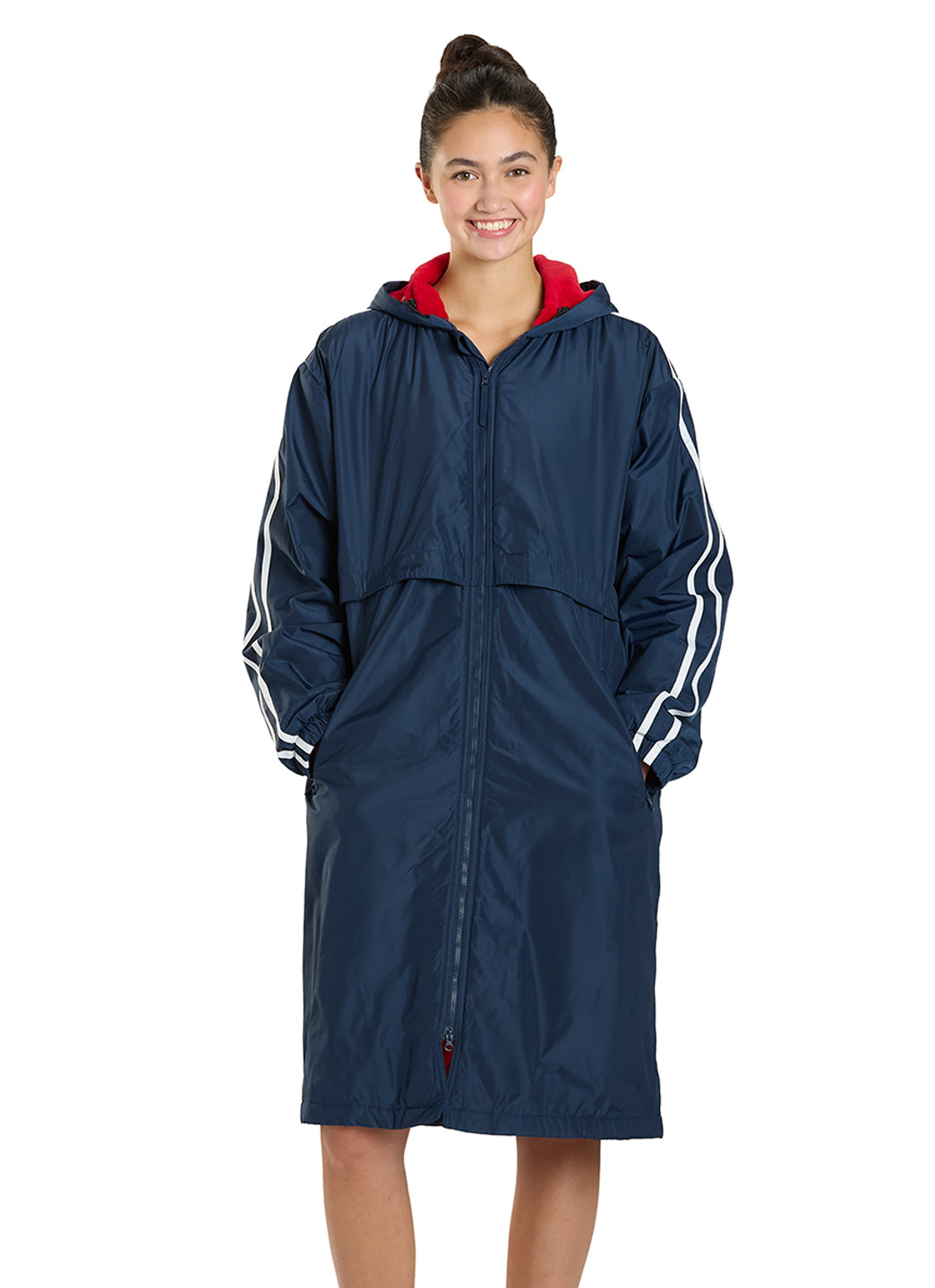 Sporti Striped Comfort Fleece-Lined Swim Parka