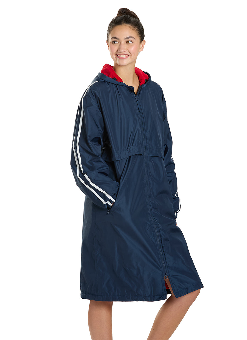 Sporti Striped Comfort Fleece-Lined Swim Parka