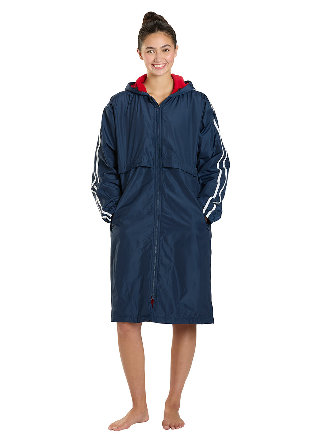 Sporti Striped Comfort Fleece-Lined Swim Parka