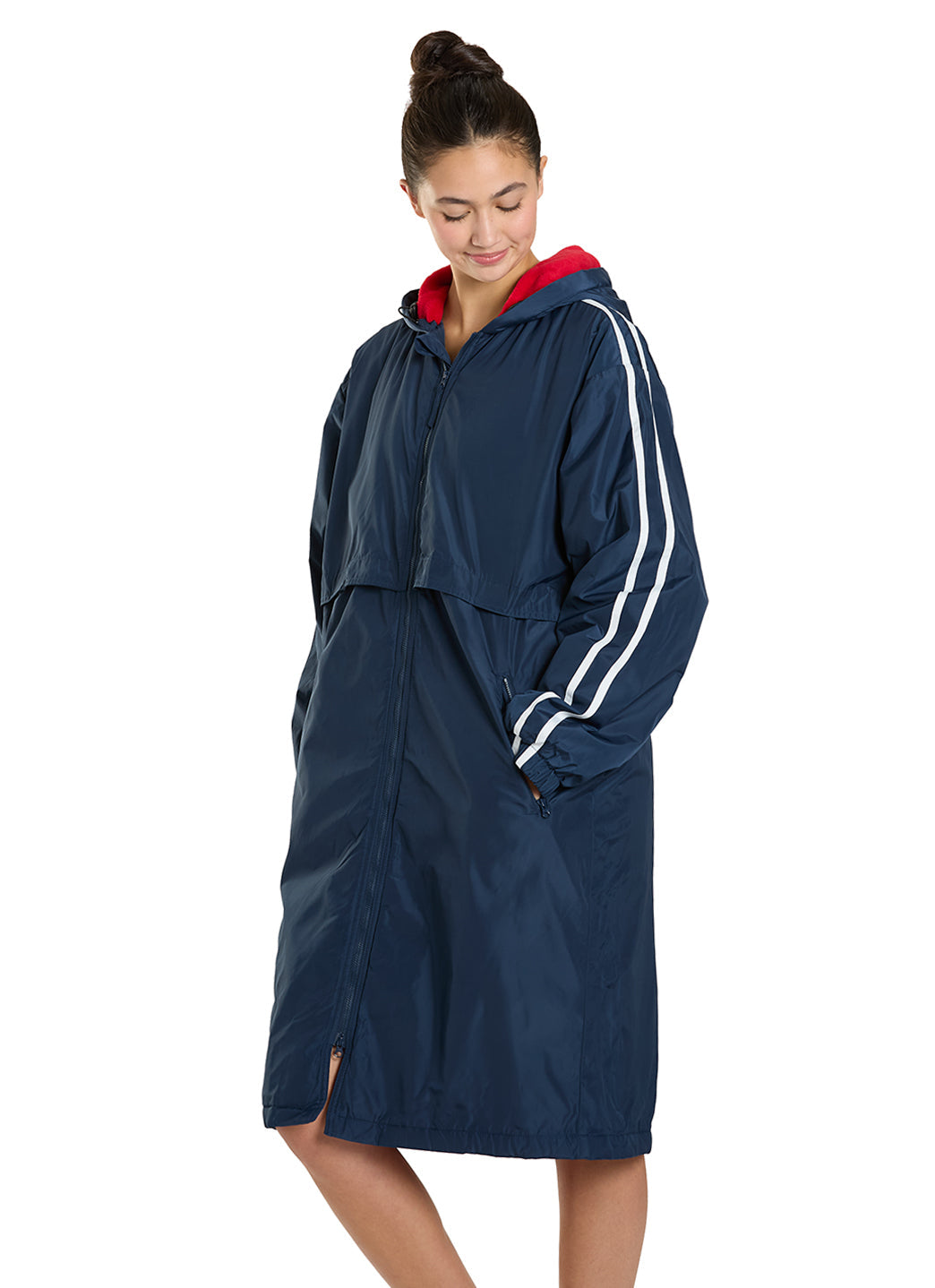 Sporti Striped Comfort Fleece-Lined Swim Parka