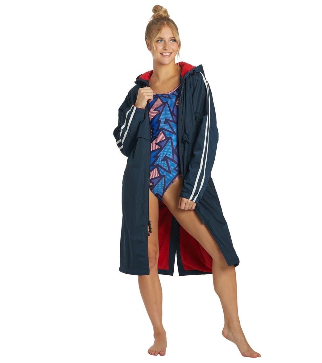 Sporti Striped Comfort Fleece-Lined Swim Parka