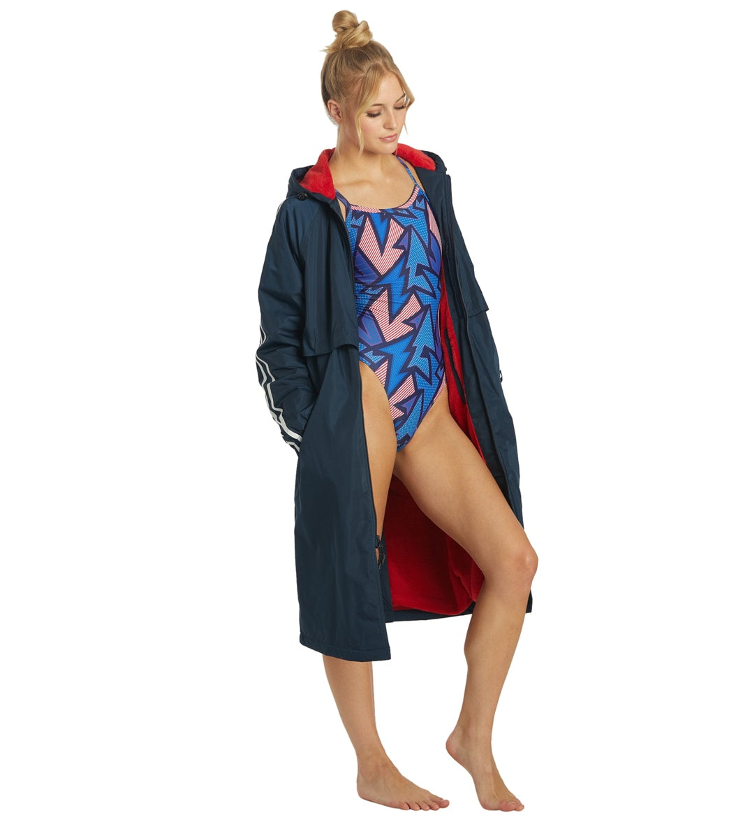 Sporti Striped Comfort Fleece-Lined Swim Parka
