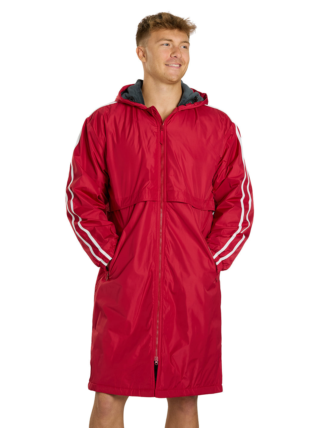 Sporti Striped Comfort Fleece-Lined Swim Parka