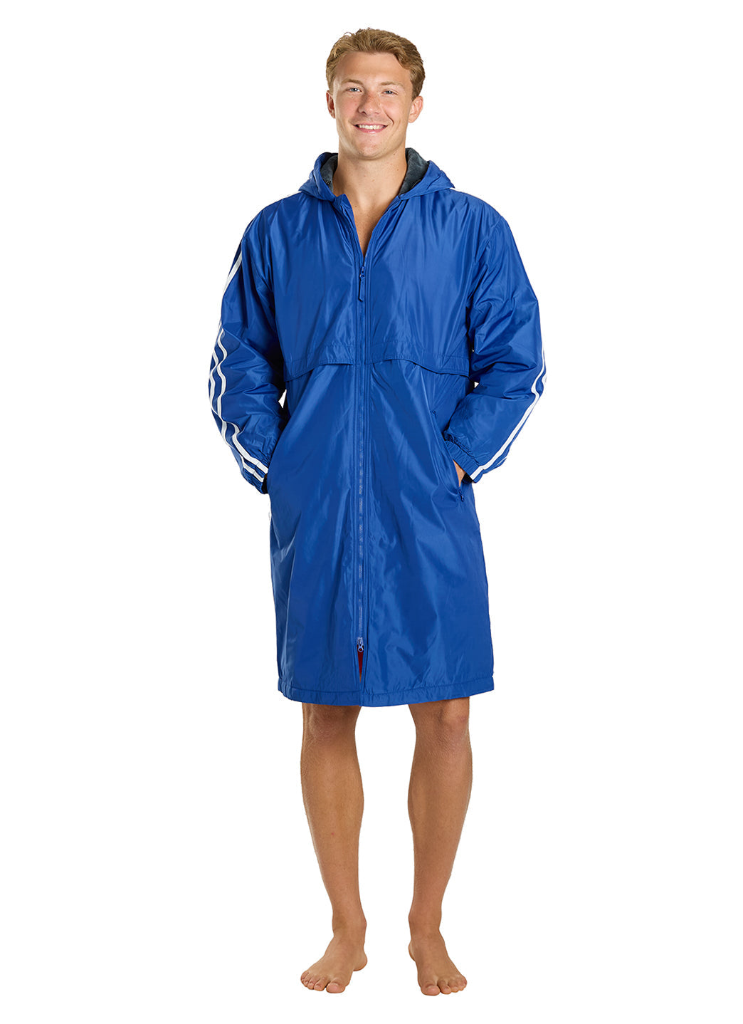 Sporti Striped Comfort Fleece-Lined Swim Parka