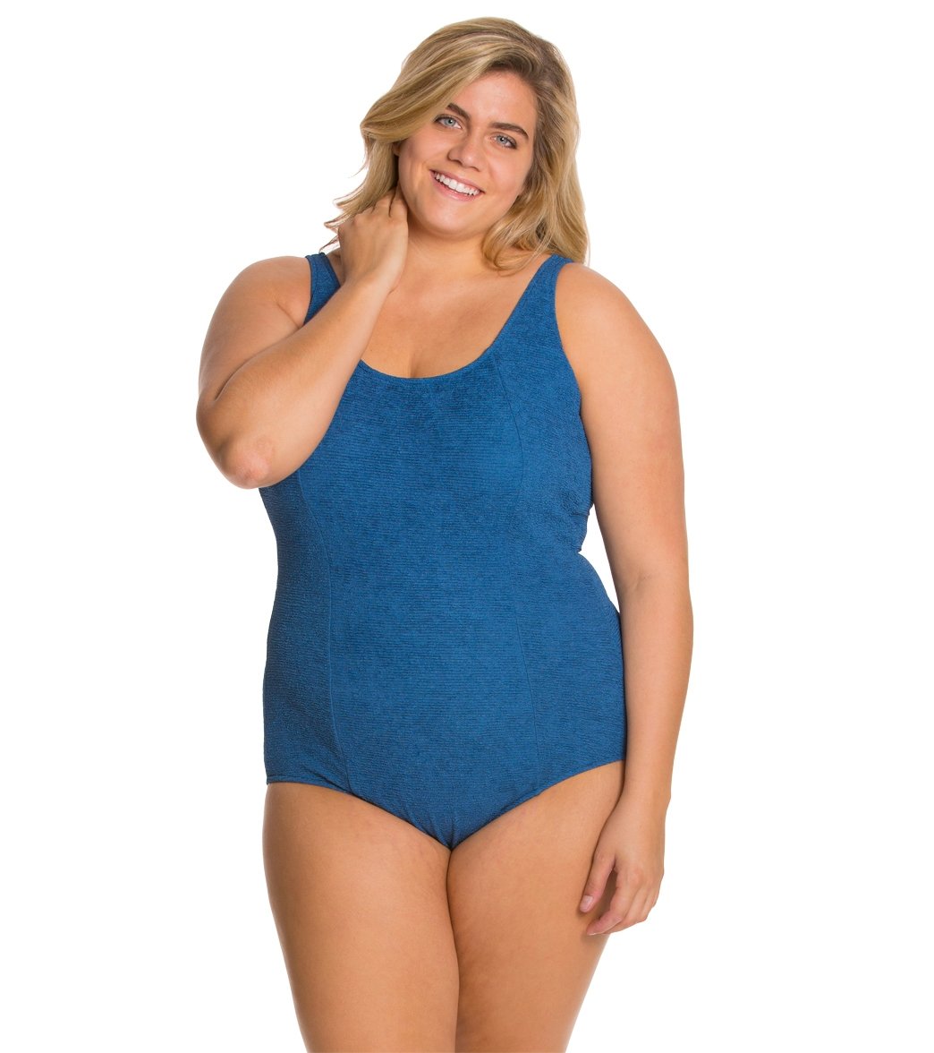 Sporti Textured Chlorine Resistant Scoop Back One Piece Slimsuit