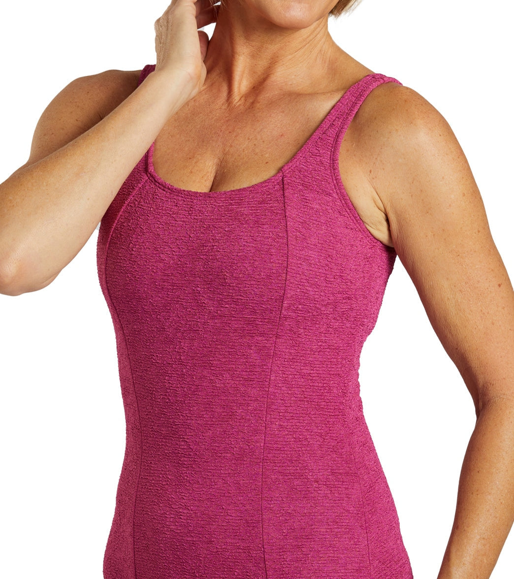 Sporti Textured Chlorine Resistant Scoop Back One Piece Slimsuit