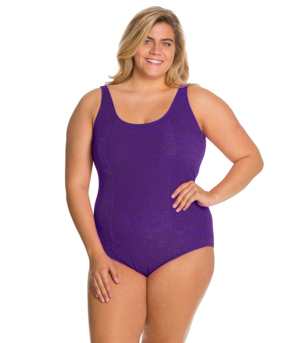 Sporti Textured Chlorine Resistant Scoop Back One Piece Slimsuit