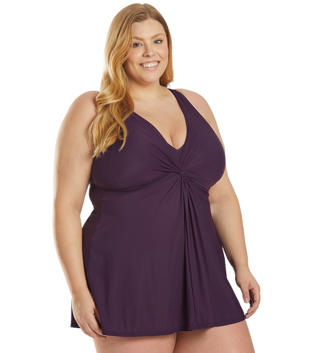Miraclesuit Women's Plus Size Solid Must Have Marais Swim Dress