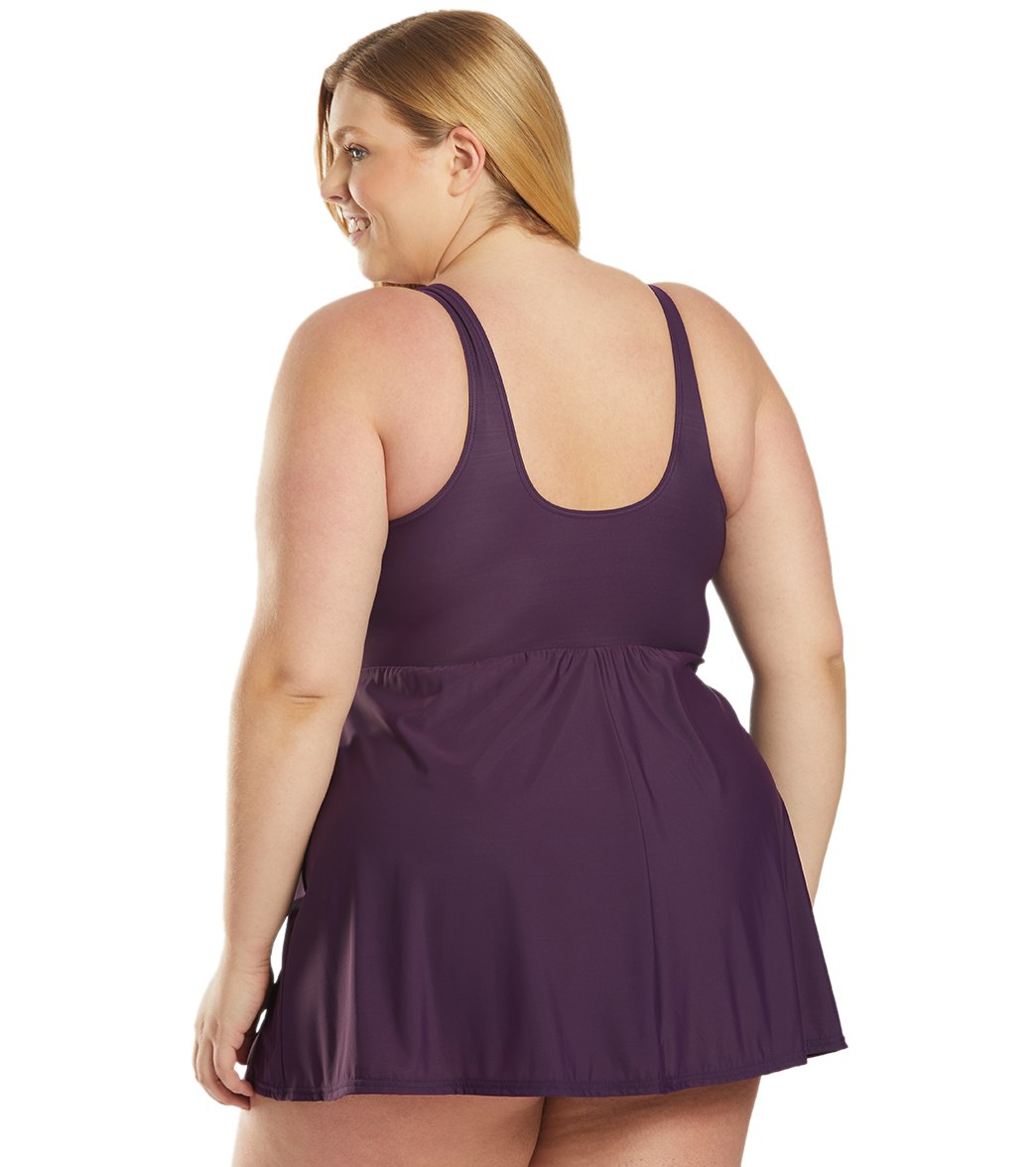 Miraclesuit Women's Plus Size Solid Must Have Marais Swim Dress