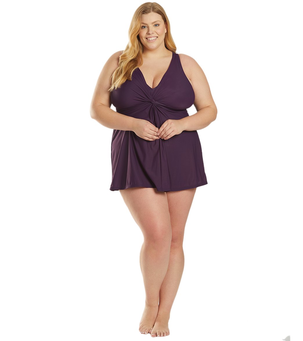 Miraclesuit Women's Plus Size Solid Must Have Marais Swim Dress