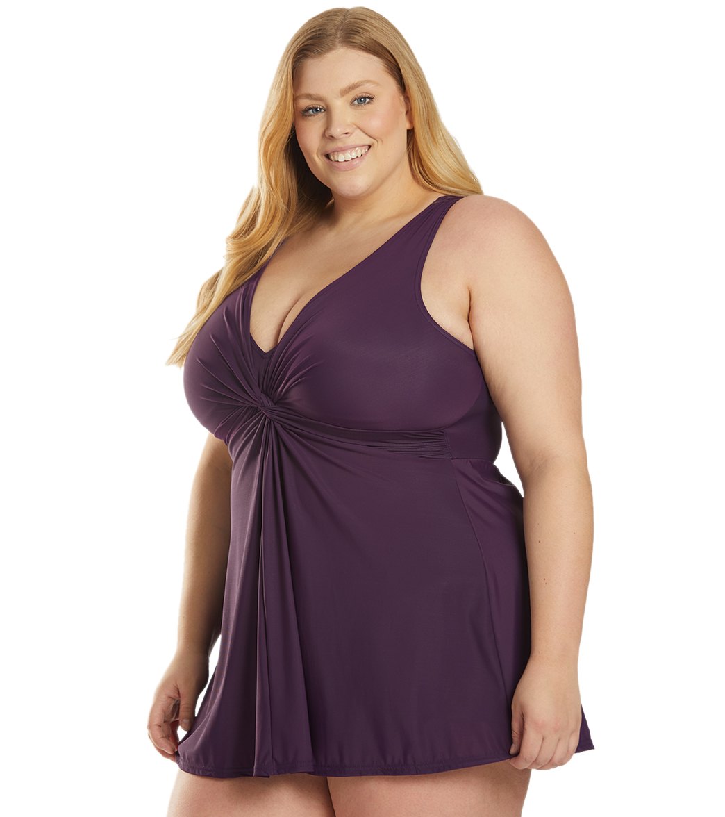 Miraclesuit Women's Plus Size Solid Must Have Marais Swim Dress