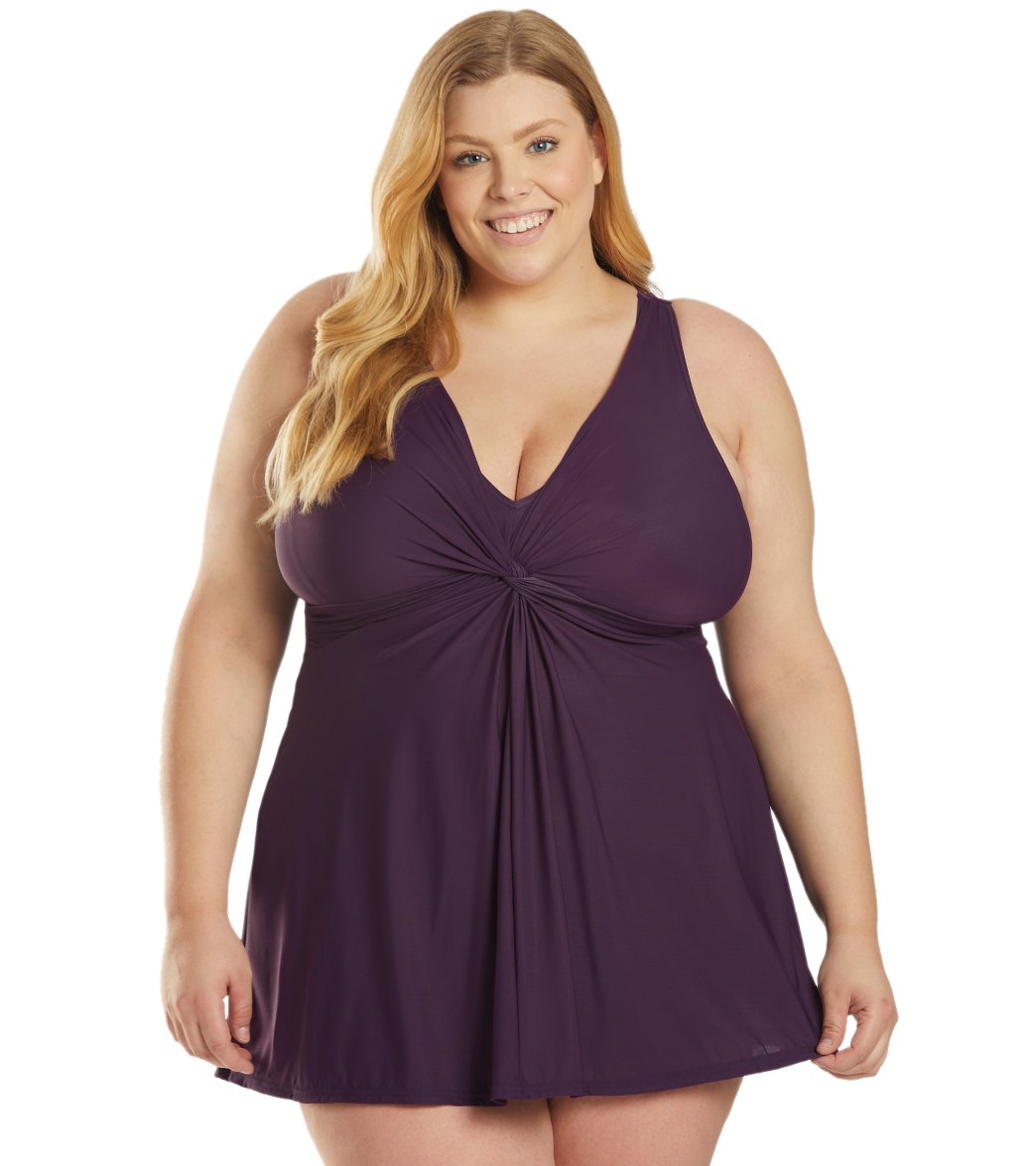 Miraclesuit Women's Plus Size Solid Must Have Marais Swim Dress