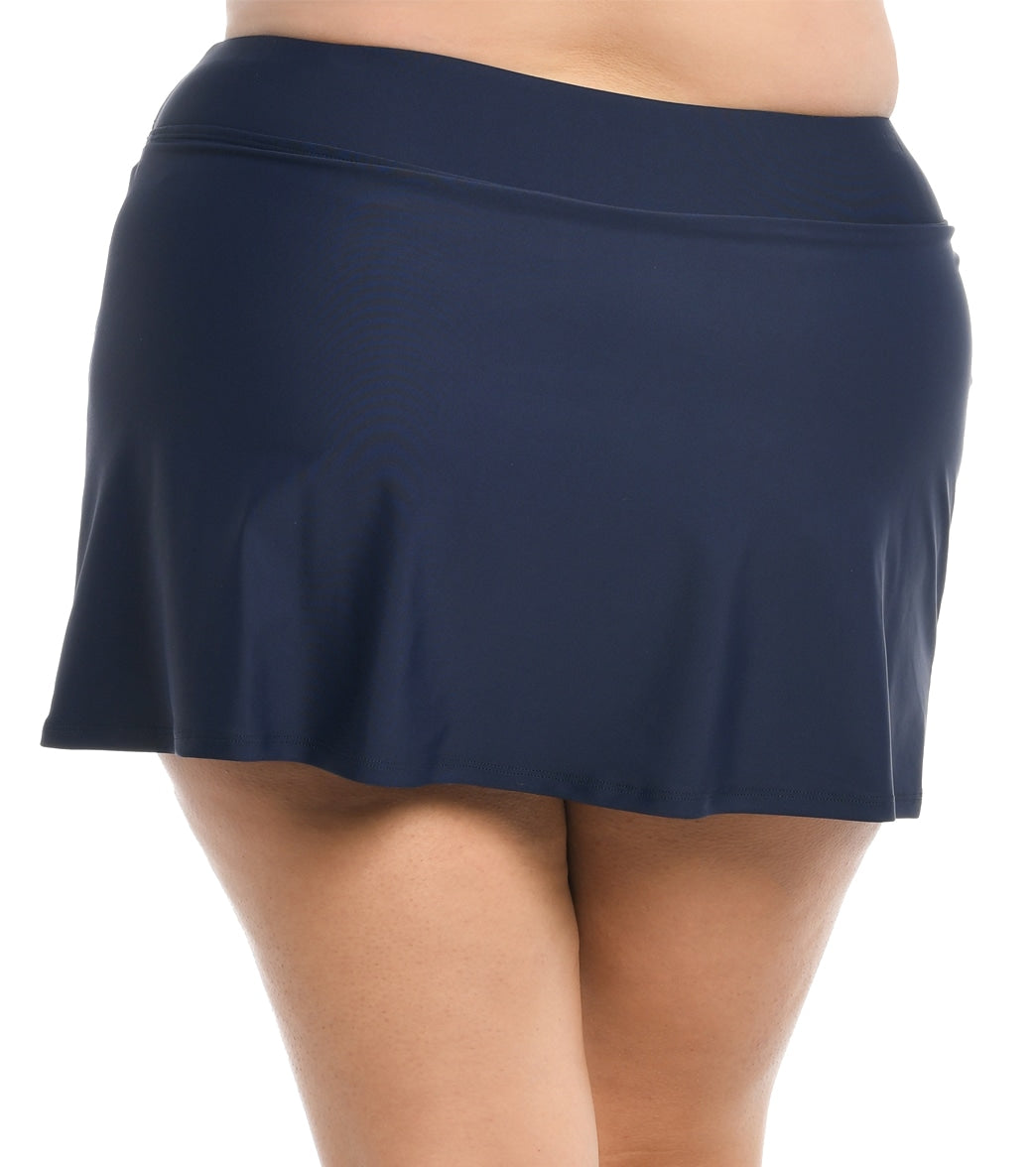 Maxine Plus Size Solid Wide Waist Band Swim Skort