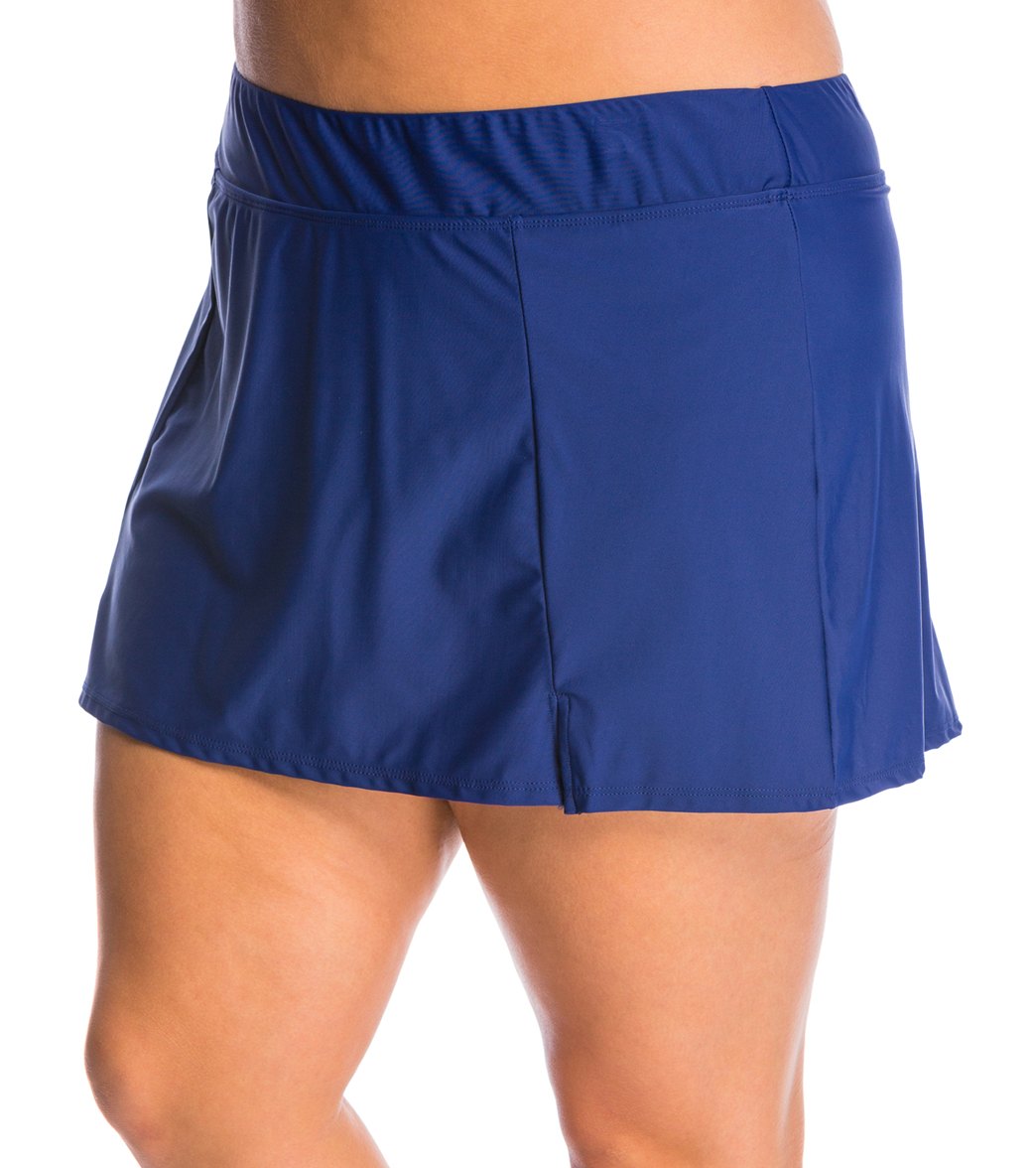 Maxine Plus Size Solid Wide Waist Band Swim Skort