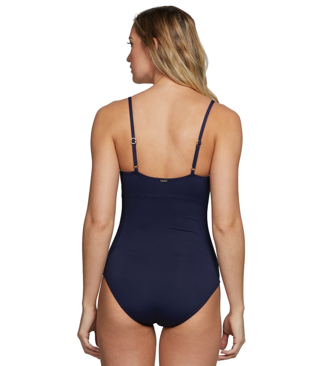Anne Cole Women's Solid Shirred Lingerie One Piece Swimsuit