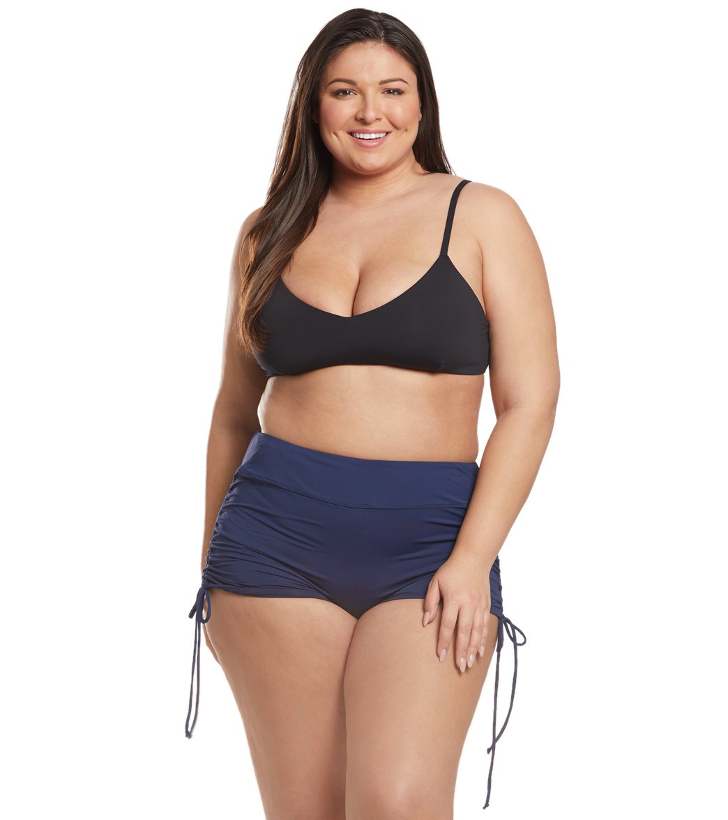 Beach House Plus Size Solid Blake Adjustable Side Tie Swim Short