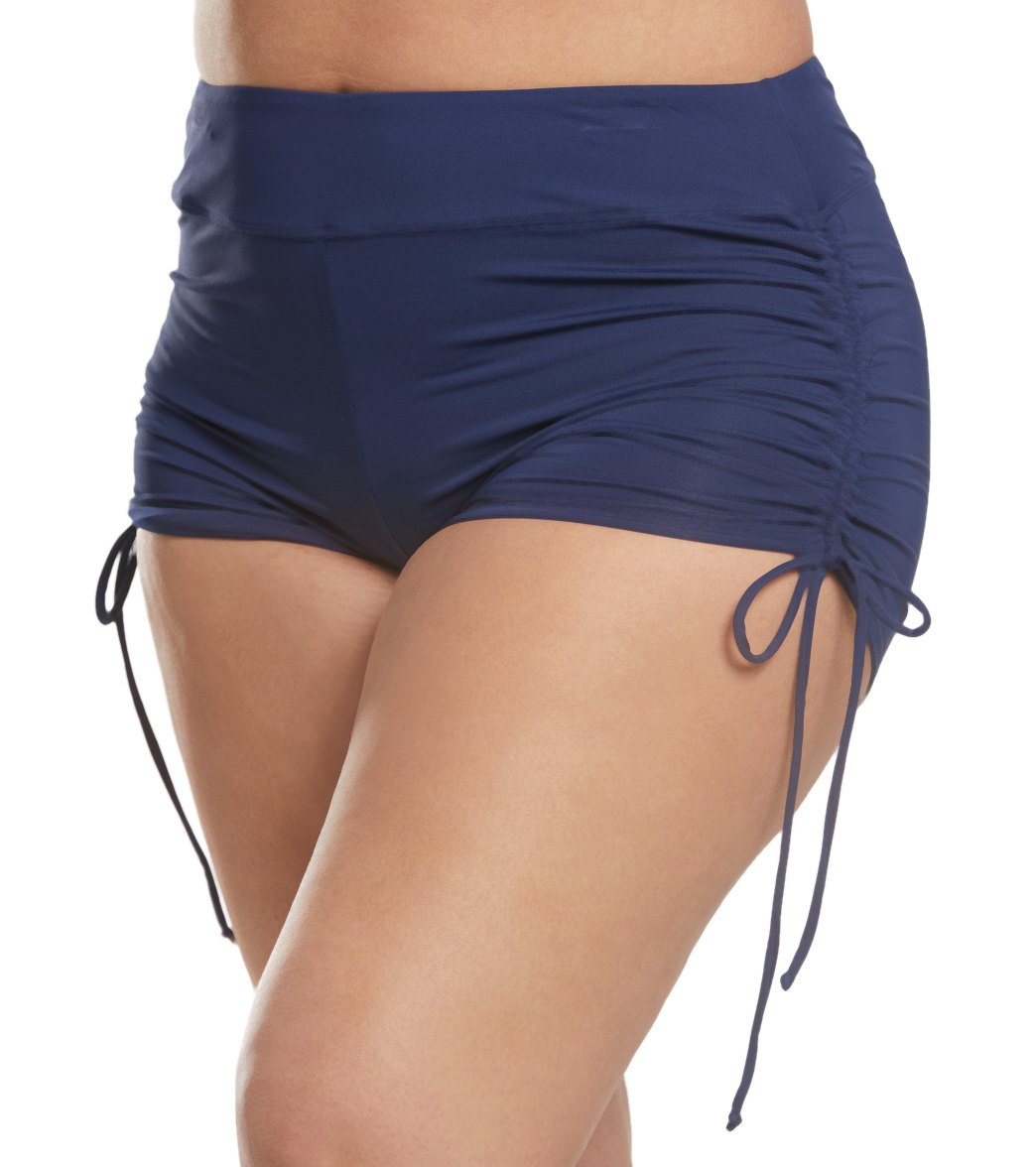 Beach House Plus Size Solid Blake Adjustable Side Tie Swim Short