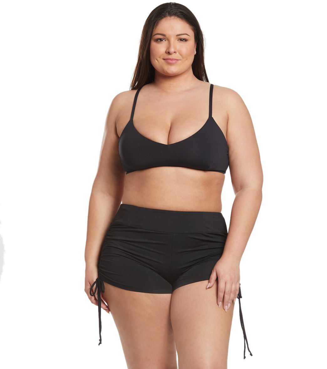 Beach House Plus Size Solid Blake Adjustable Side Tie Swim Short