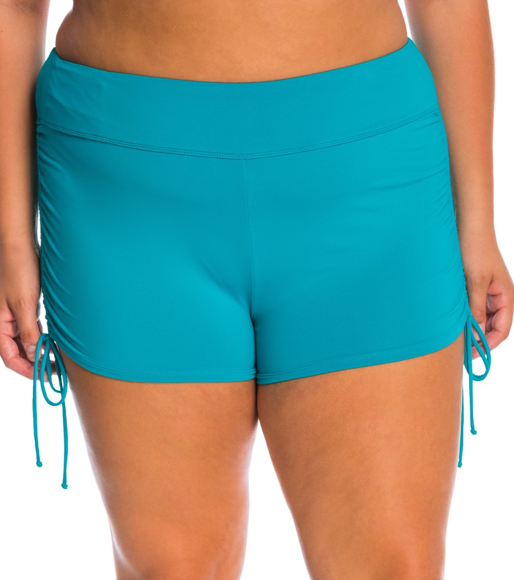 Beach House Plus Size Solid Blake Adjustable Side Tie Swim Short