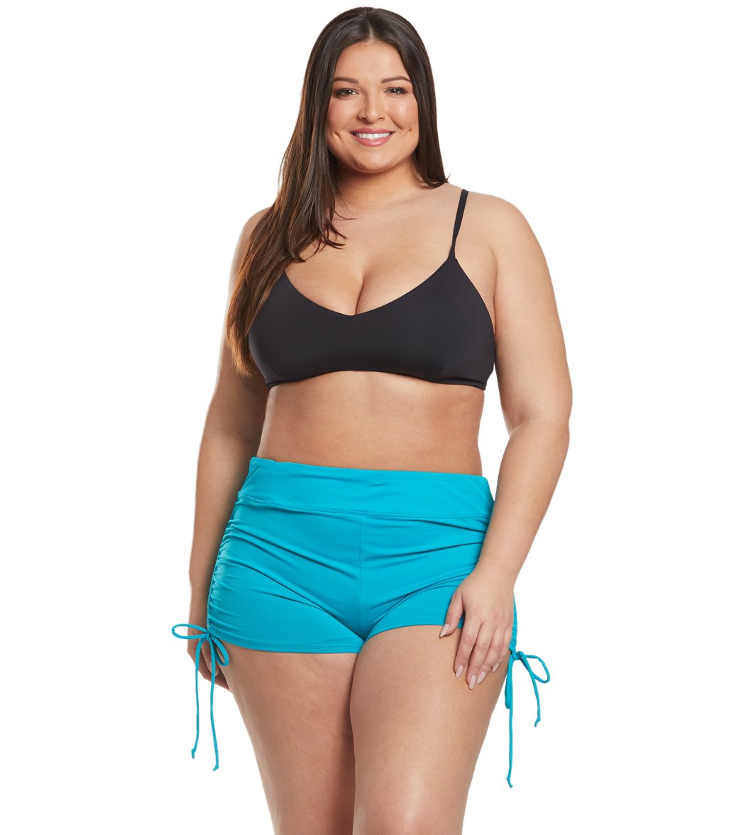 Beach House Plus Size Solid Blake Adjustable Side Tie Swim Short