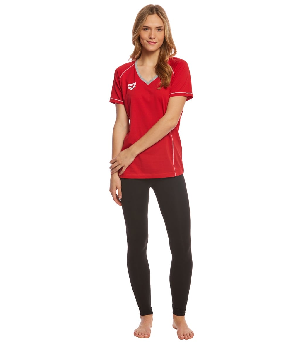 Arena Women's Team Line Short Sleeve V Neck T Shirt