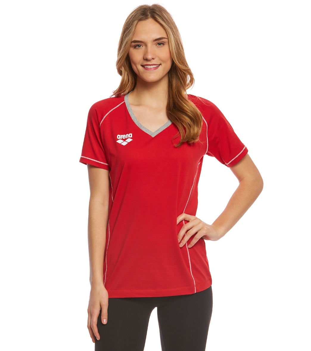 Arena Women's Team Line Short Sleeve V Neck T Shirt