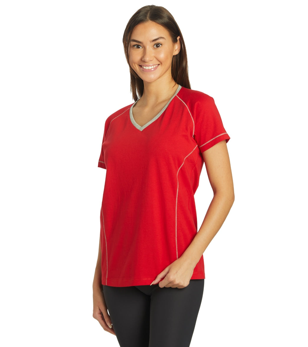 Arena Women's Team Line Short Sleeve V Neck T Shirt