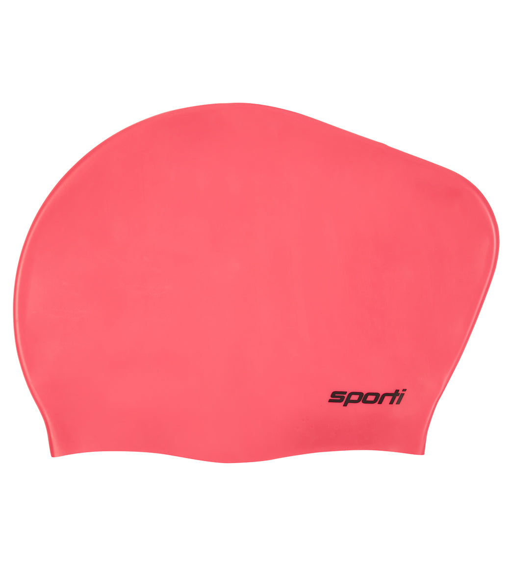 Sporti Solid Long Hair Bun Silicone Swim Cap