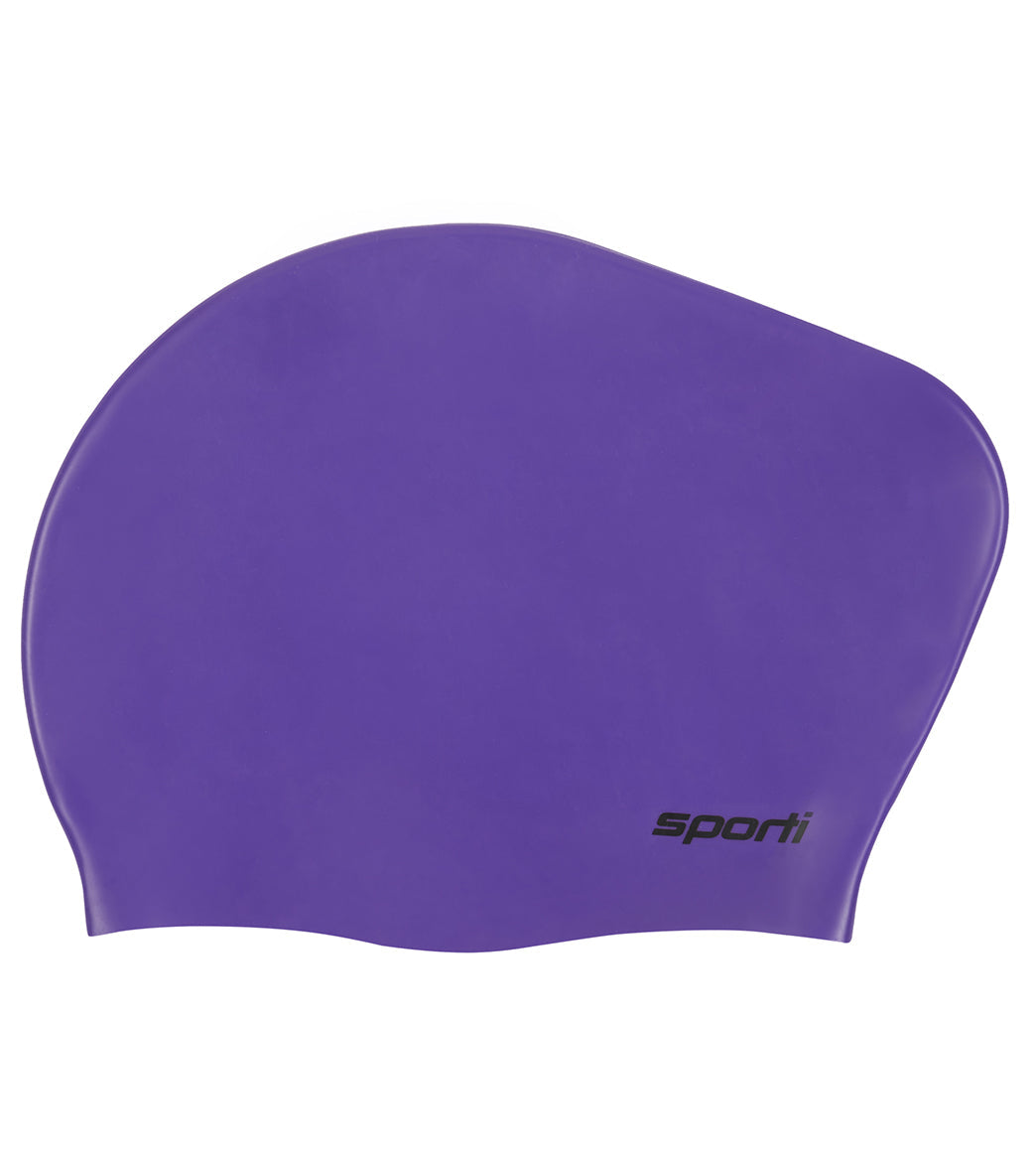 Sporti Solid Long Hair Bun Silicone Swim Cap