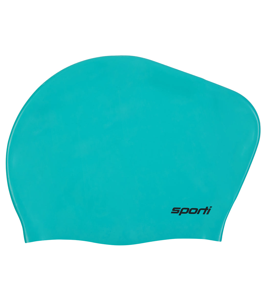 Sporti Solid Long Hair Bun Silicone Swim Cap