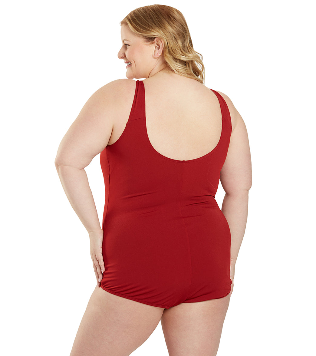 Sporti Plus Size HydroLast Chlorine Resistant Conservative Scoop Back One Piece Swimsuit