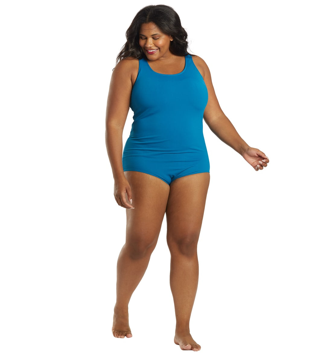 Sporti Plus Size HydroLast Chlorine Resistant Conservative Scoop Back One Piece Swimsuit