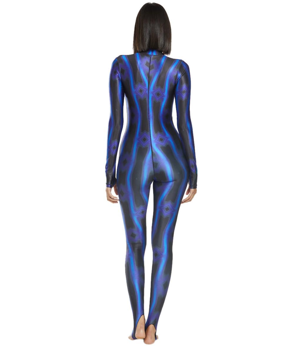 SlipIns Electric Blue Wave Zippered Unitard