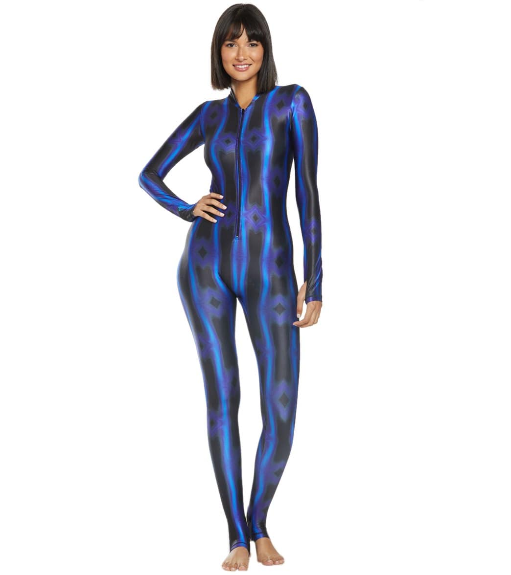 SlipIns Electric Blue Wave Zippered Unitard