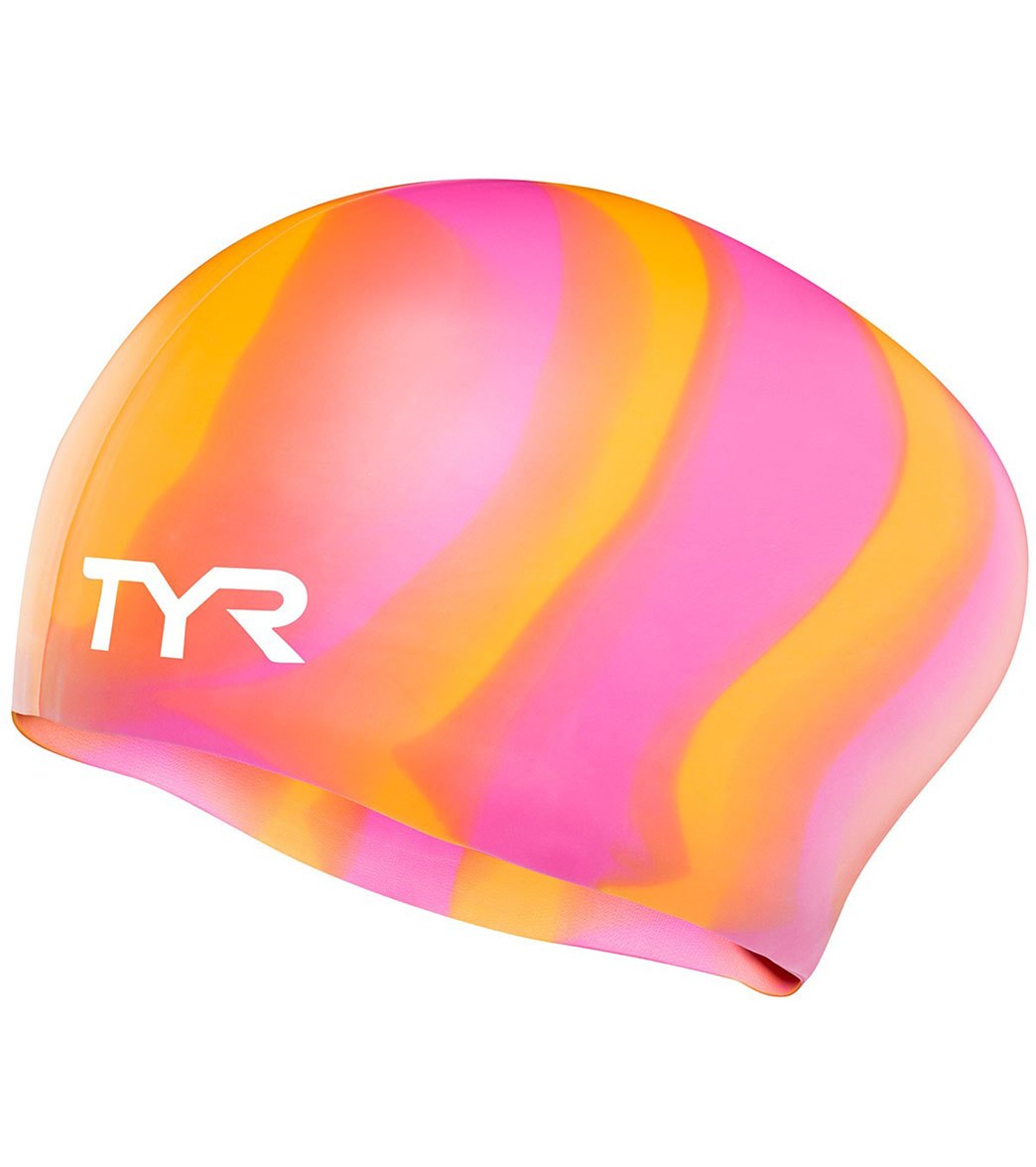 TYR Multicolor Long Hair Silicone Swim Cap