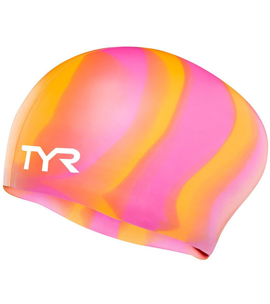 TYR Multicolor Long Hair Silicone Swim Cap
