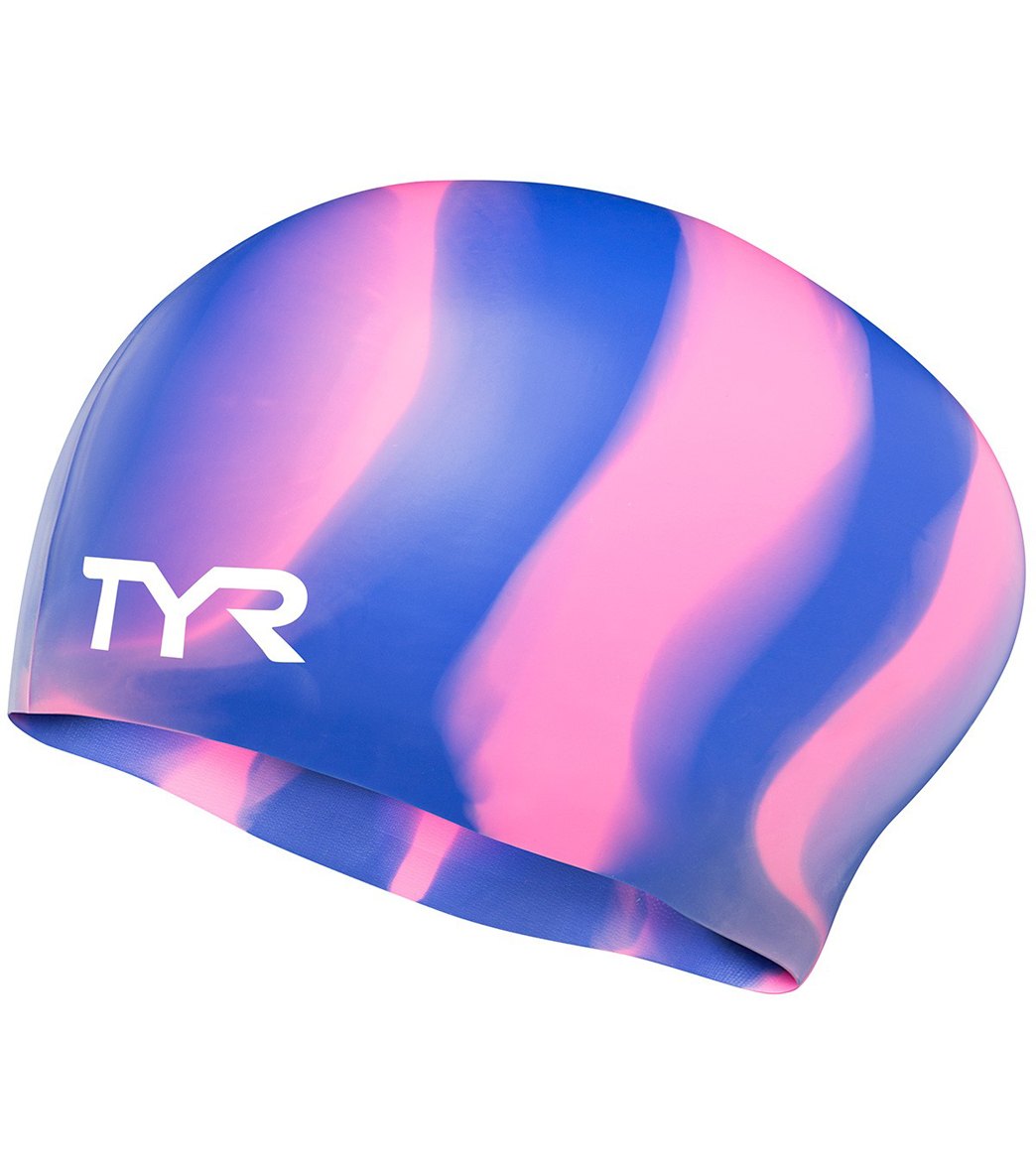 TYR Multicolor Long Hair Silicone Swim Cap