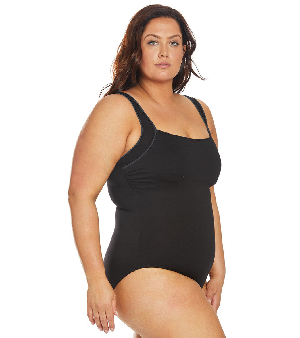 TYR Women's Solid Square Neck Controlfit Chlorine Resistant One Piece Swimsuit