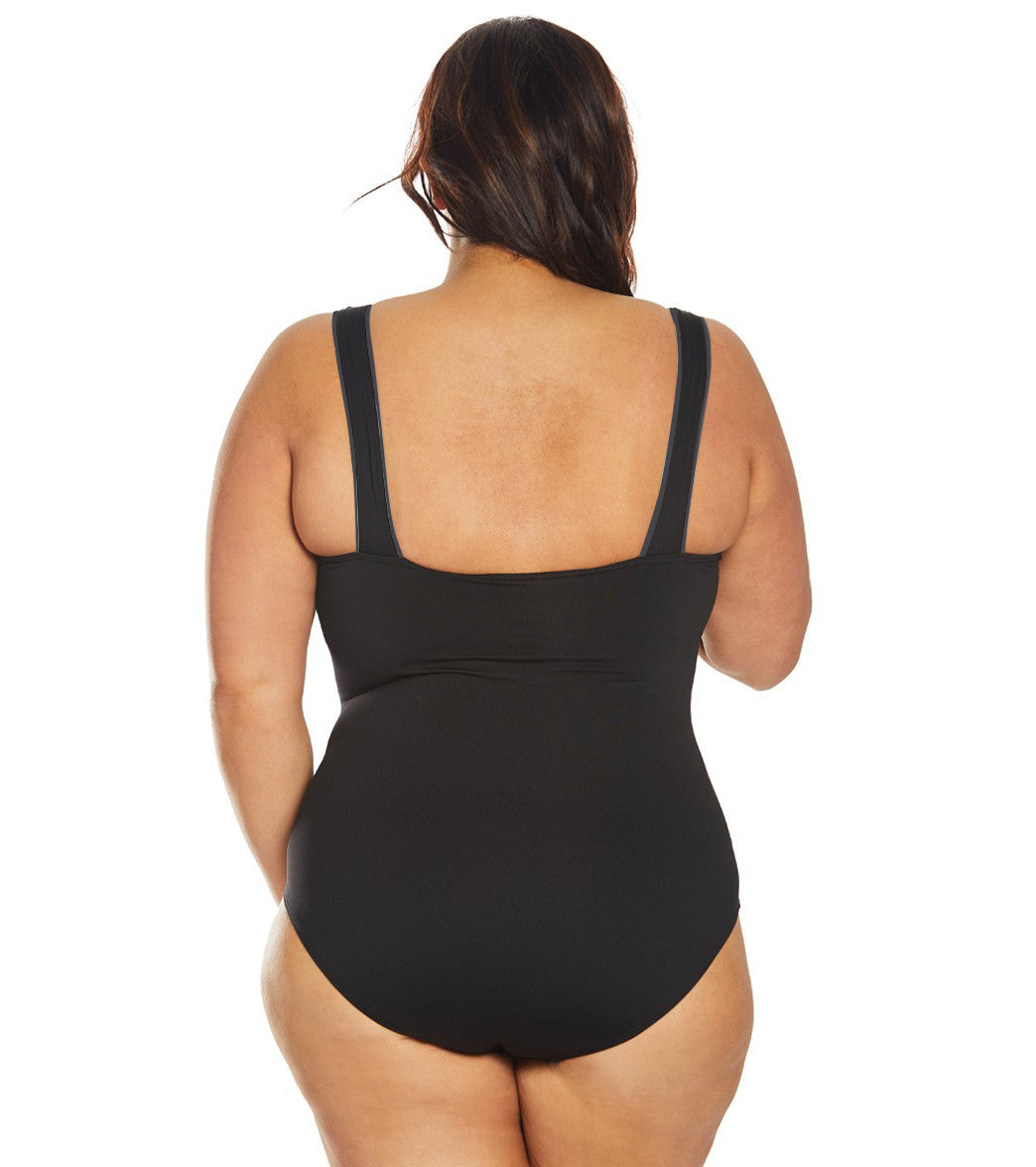 TYR Women's Solid Square Neck Controlfit Chlorine Resistant One Piece Swimsuit